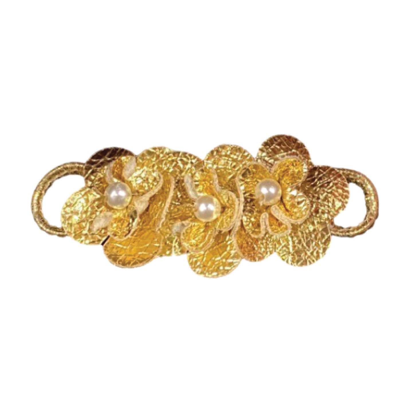Gold Fleur with Pearls Snap Clip