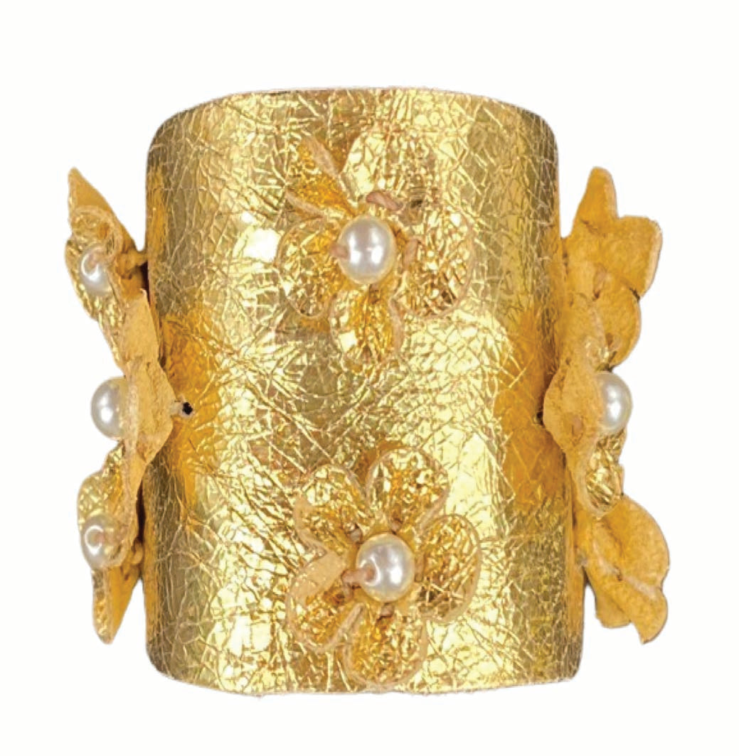 Gold Fleur with Mini Pearls