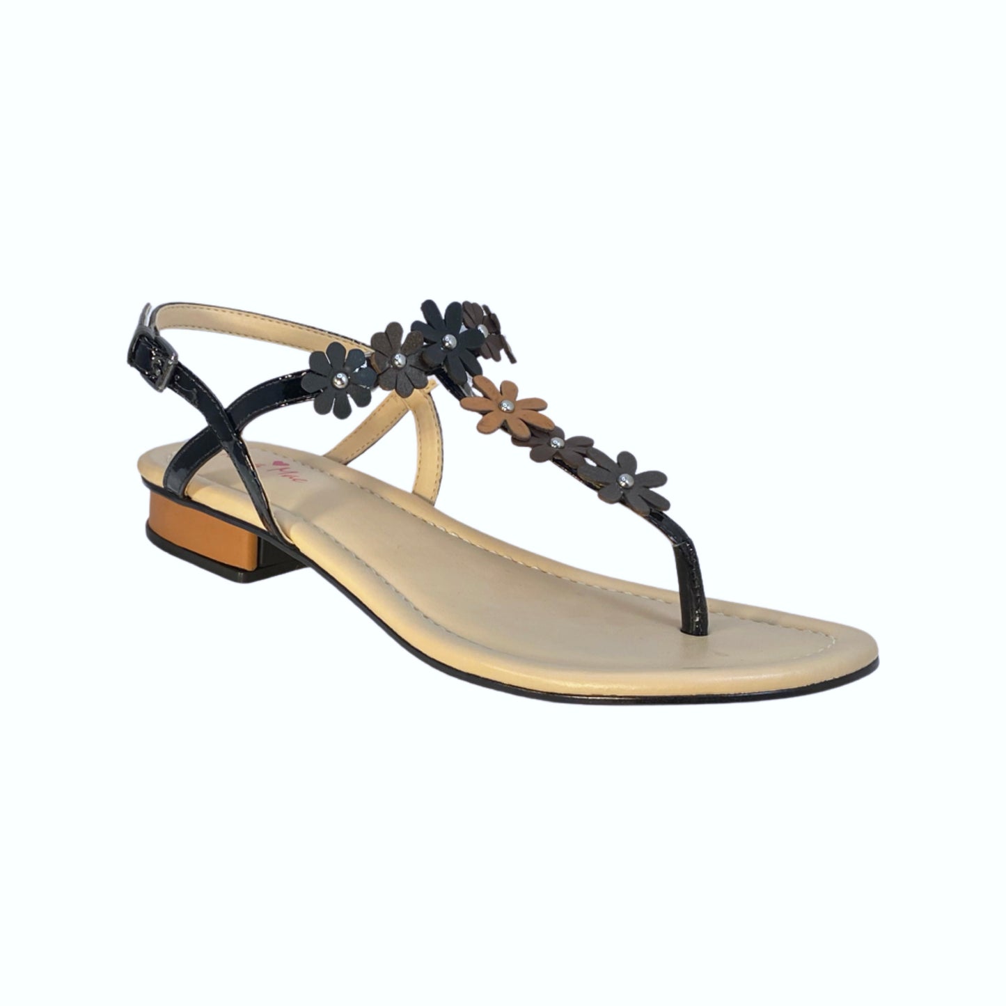 Maui Flower Neutral w Saddle Heel
