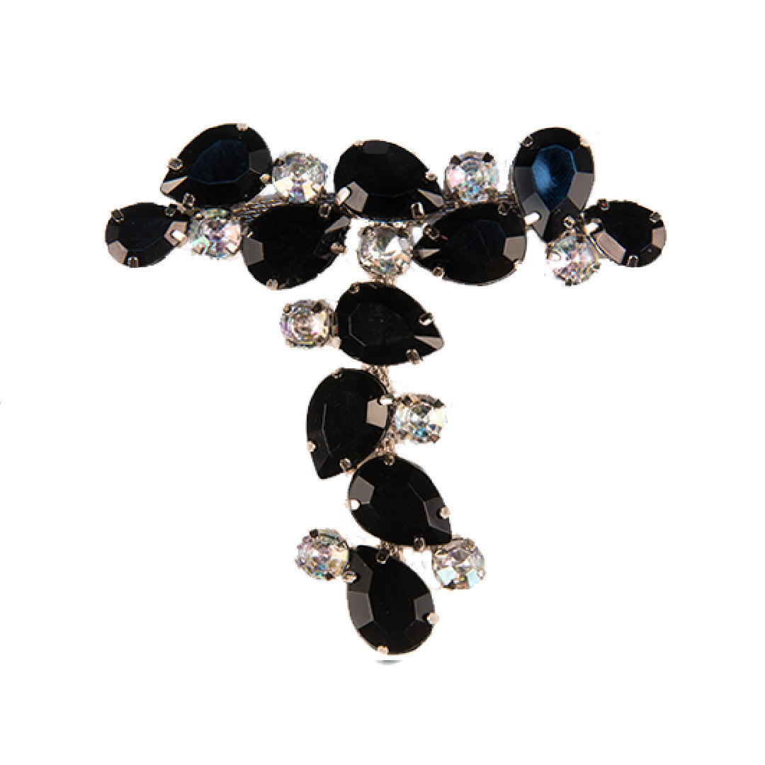 Sandal Strap in Large Black Rhinestone and Crystals