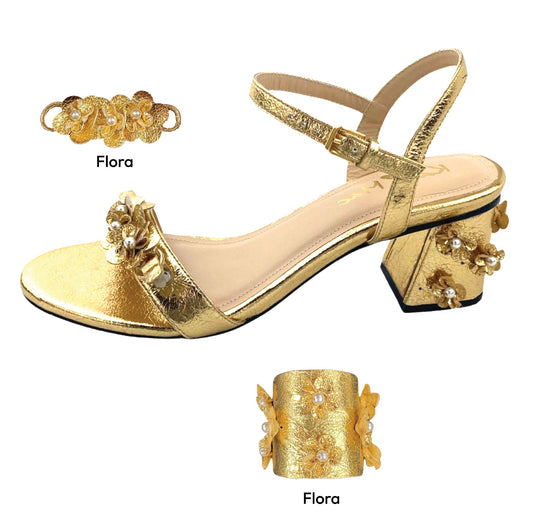 Gold Flora Clip & Heel Bundle