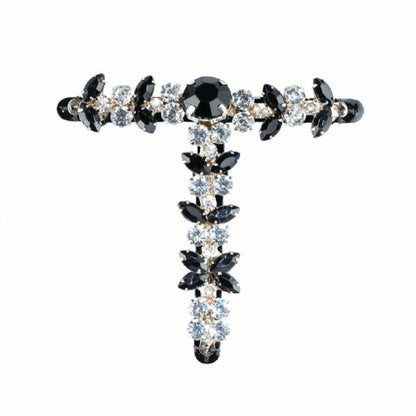 Sandal Strap in Black Rhinestone and Crystals