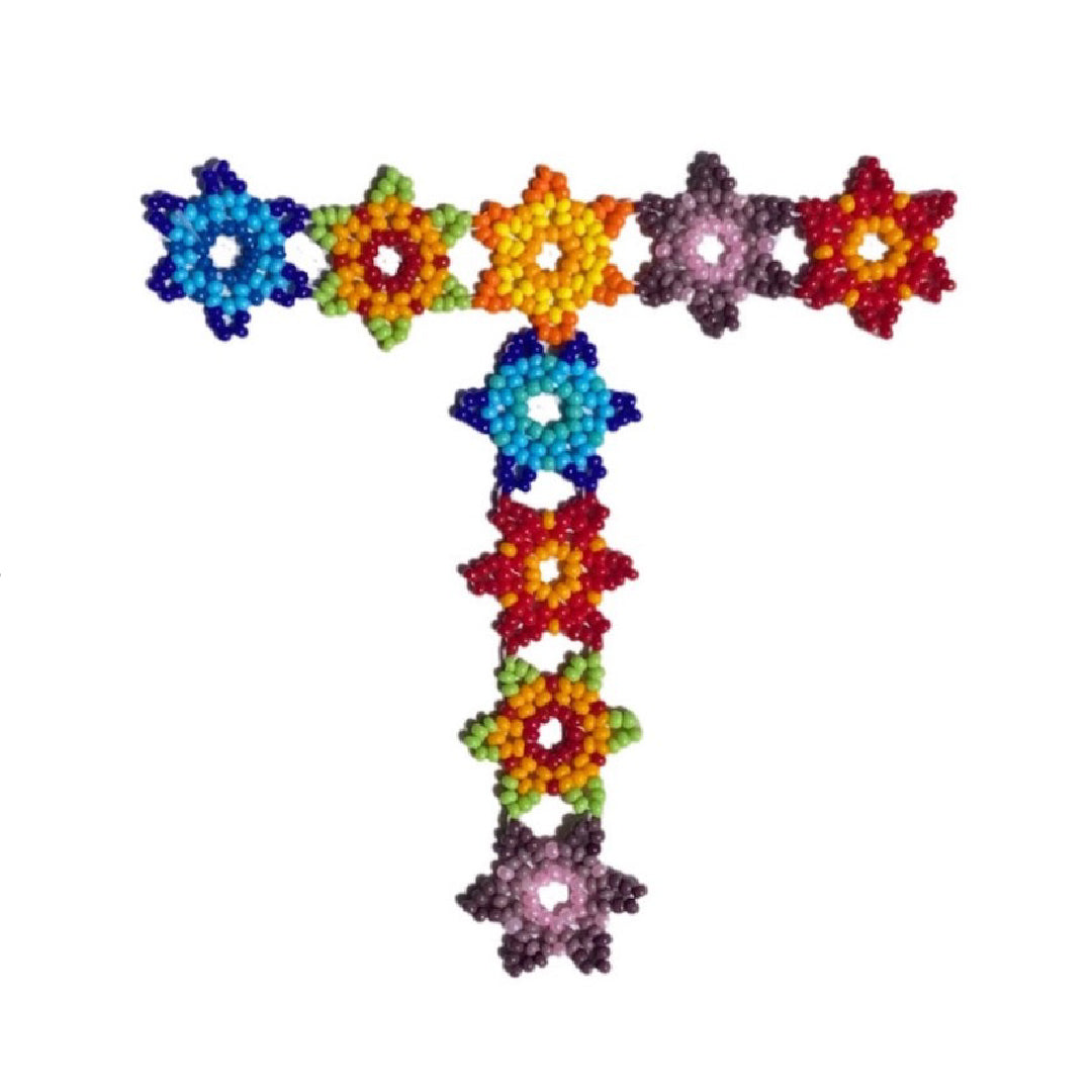 Hand Beaded Sandal Strap in a Multi Colored Ethnic Pattern