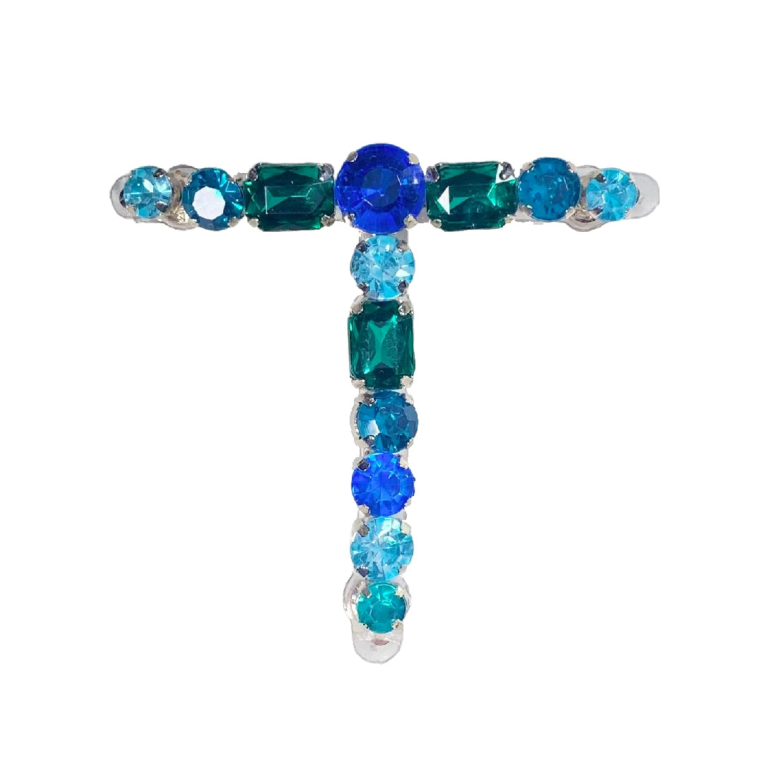 Sandal Strap in Blues and Green Rhinestones