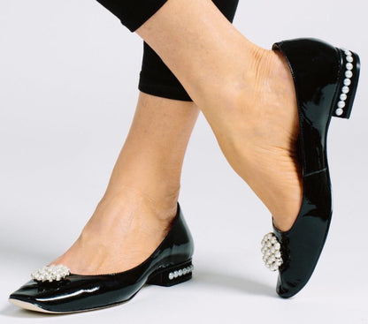 Ballet Flat in Black Patent Leather - Kara Mac Shoes