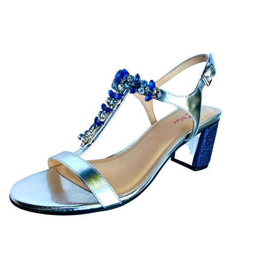 Celebrity Sandal Silver - Block Heel - Kara Mac Shoes