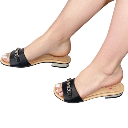 Snappy Slides Black - Kara Mac Shoes