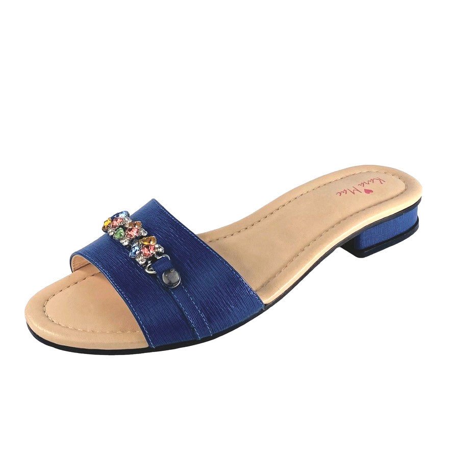 Snappy Slides Denim - Kara Mac Shoes