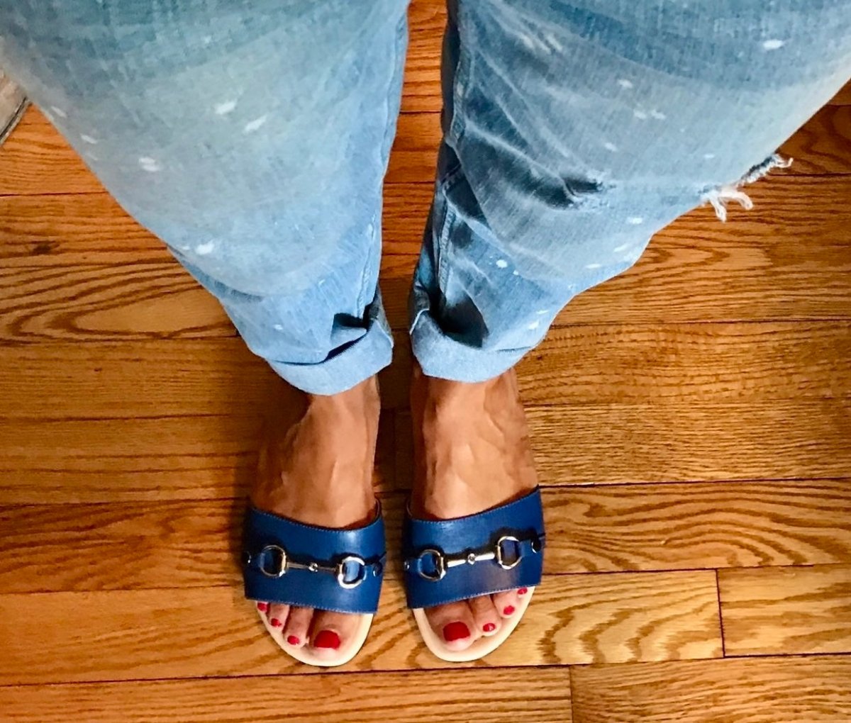 Snappy Slides Denim - Kara Mac Shoes