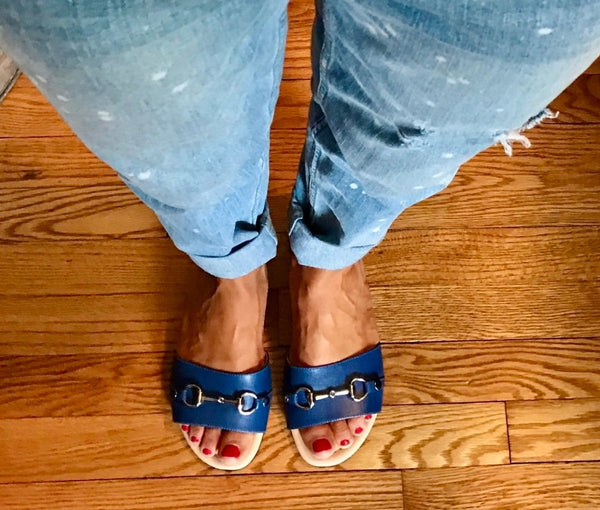 Snappy Slides Denim - Kara Mac Shoes